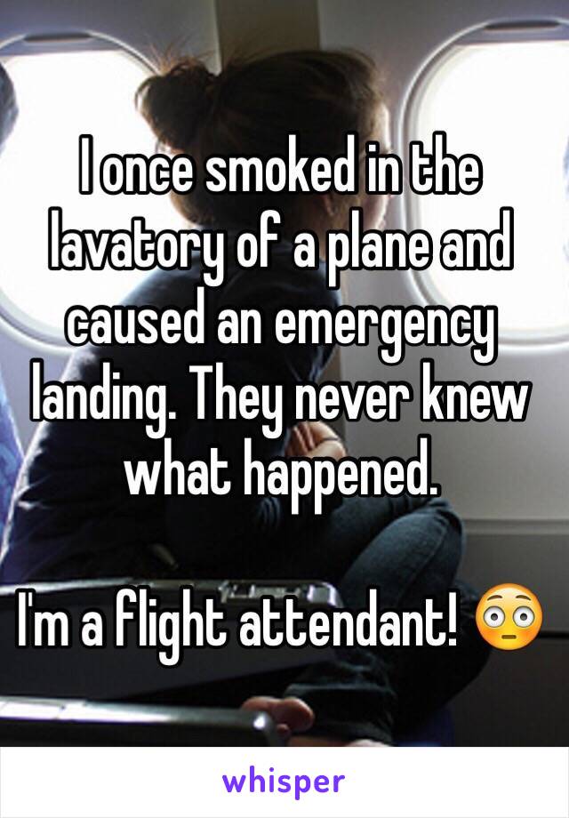I once smoked in the lavatory of a plane and caused an emergency landing. They never knew what happened.

I'm a flight attendant! 😳