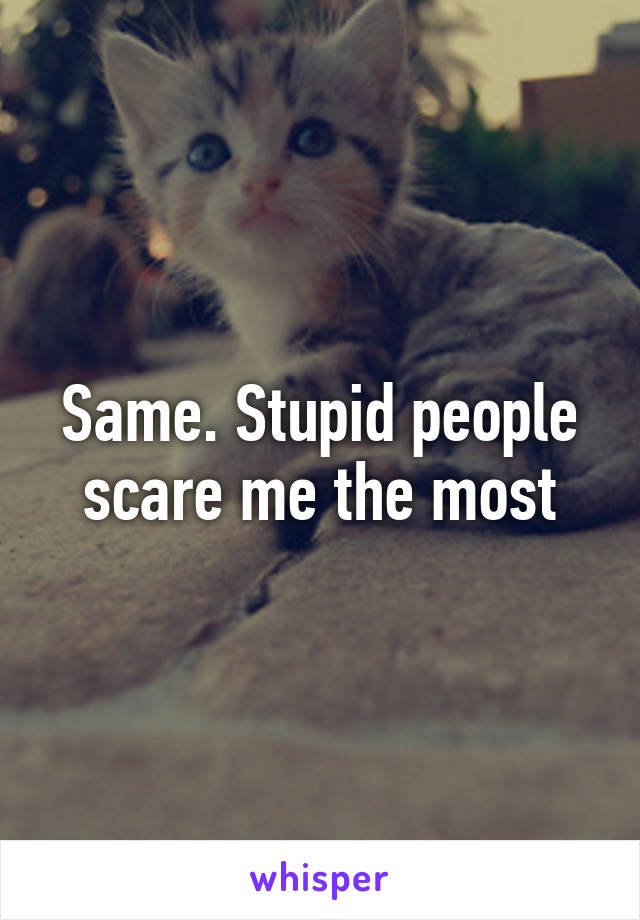 Same. Stupid people scare me the most