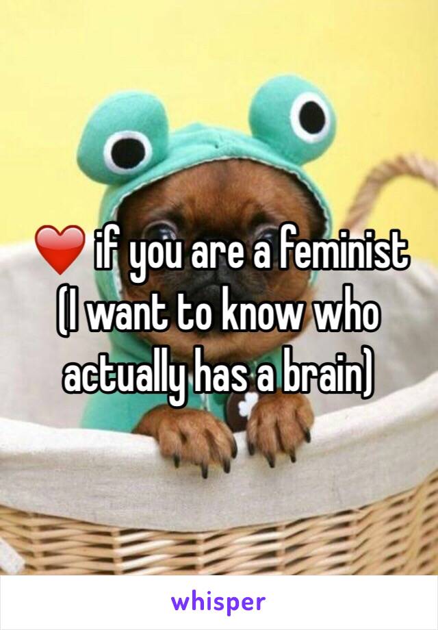 ❤️ if you are a feminist 
(I want to know who actually has a brain)