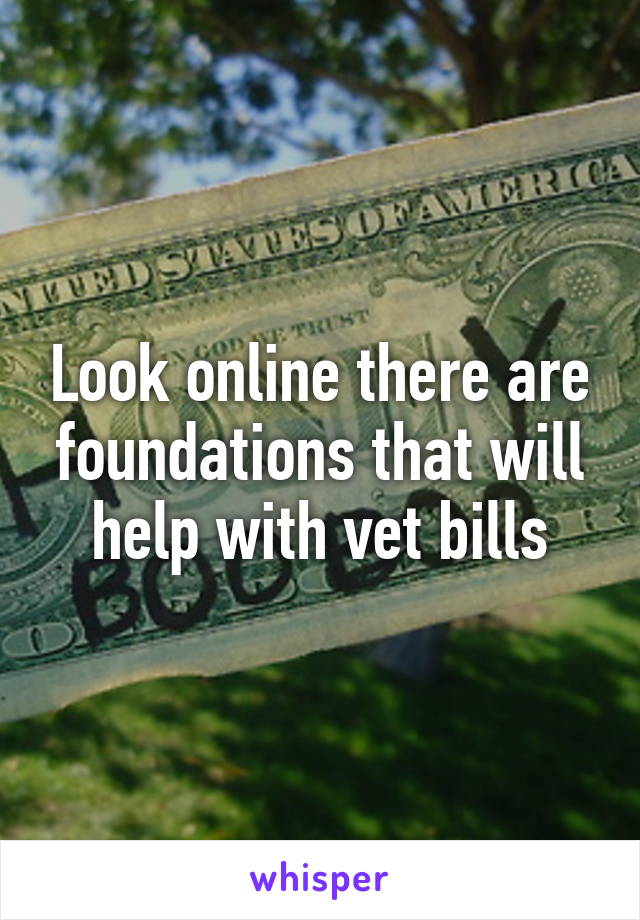 Look online there are foundations that will help with vet bills