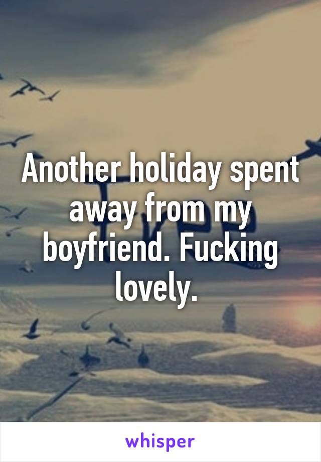 Another holiday spent away from my boyfriend. Fucking lovely. 