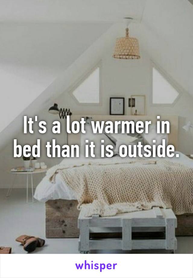 It's a lot warmer in bed than it is outside.