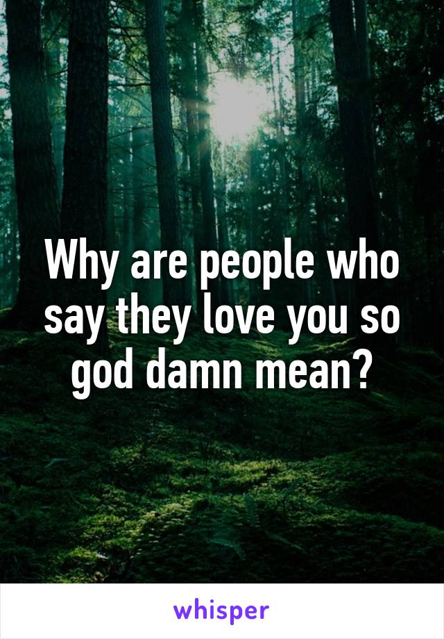 Why are people who say they love you so god damn mean?