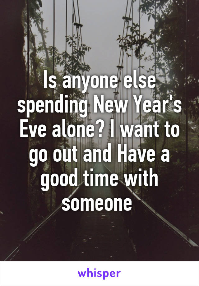 Is anyone else spending New Year's Eve alone? I want to go out and Have a good time with someone 