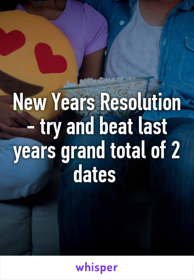 New Years Resolution - try and beat last years grand total of 2 dates 