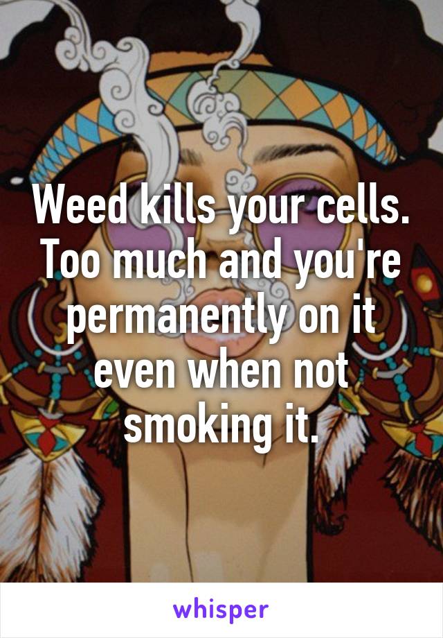 Weed kills your cells. Too much and you're permanently on it even when not smoking it.