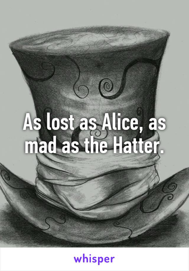 As lost as Alice, as mad as the Hatter.