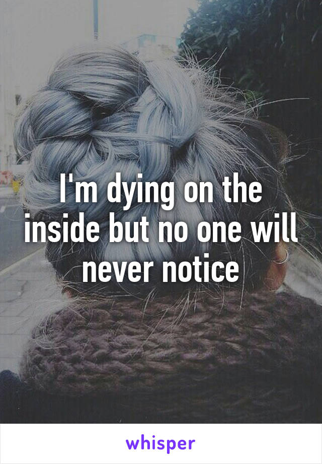 I'm dying on the inside but no one will never notice