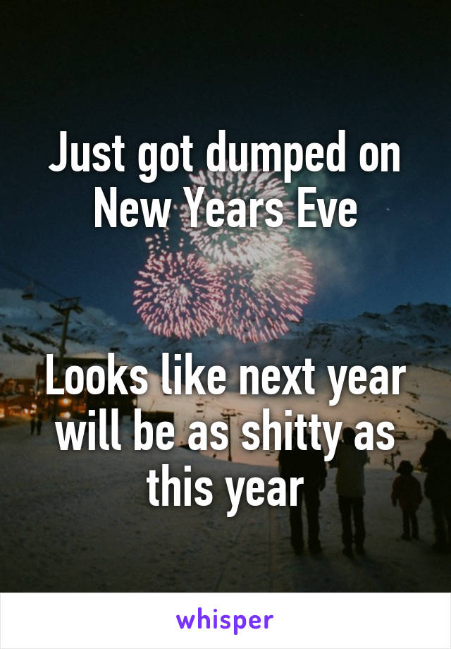 Just got dumped on New Years Eve


Looks like next year will be as shitty as this year