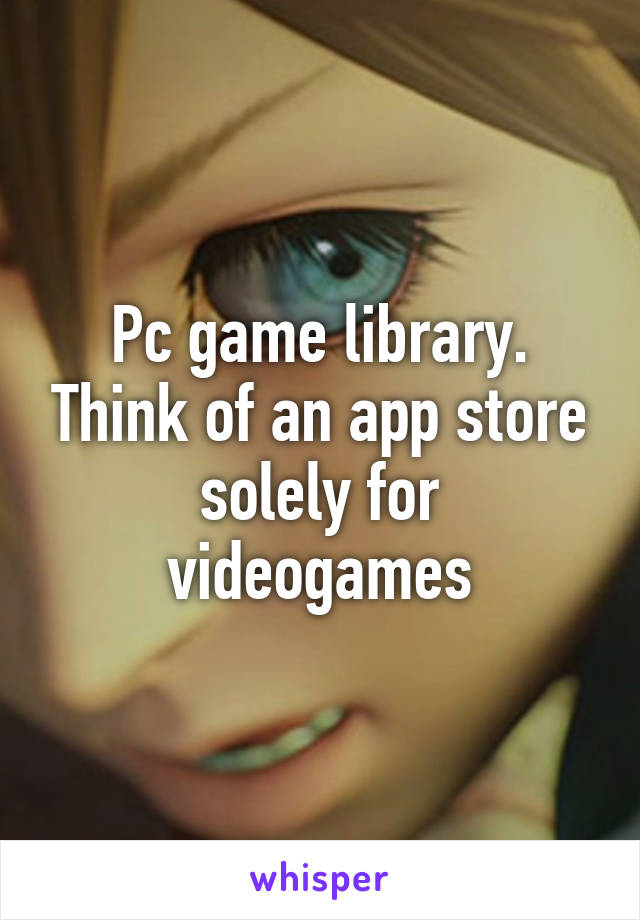 Pc game library. Think of an app store solely for videogames