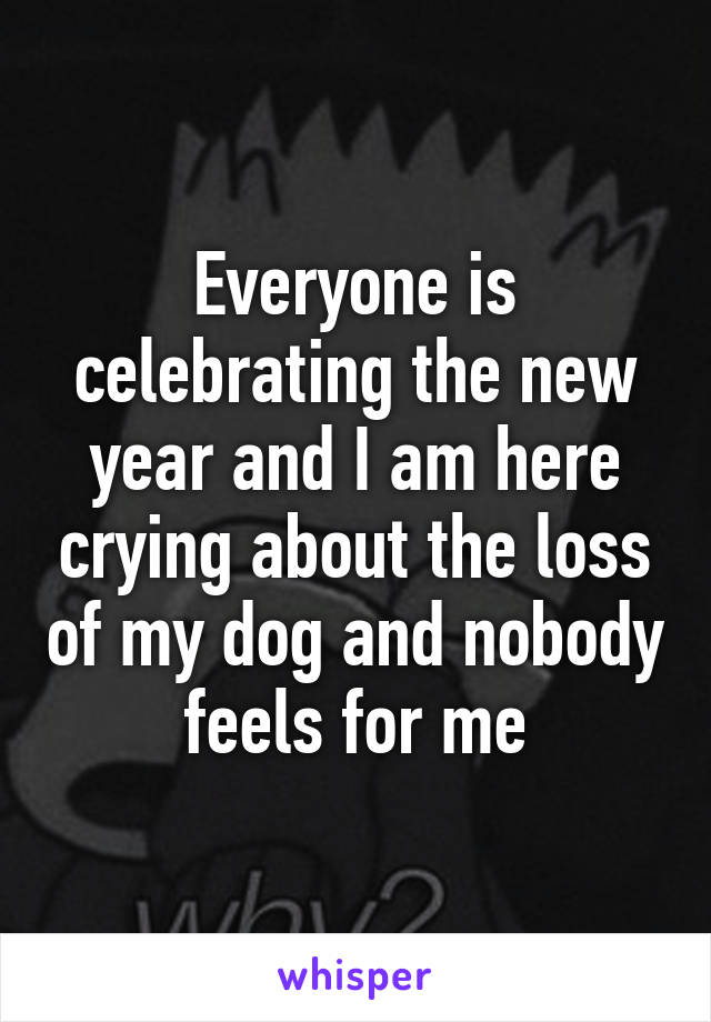 Everyone is celebrating the new year and I am here crying about the loss of my dog and nobody feels for me