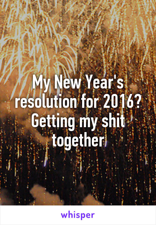 My New Year's resolution for 2016? Getting my shit together