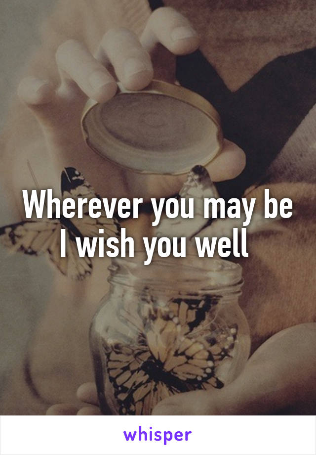 Wherever you may be I wish you well 