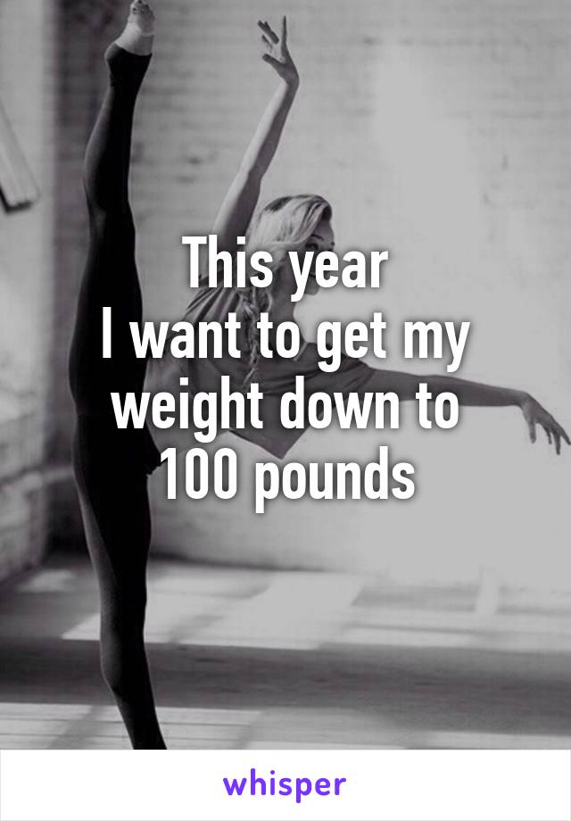 This year
I want to get my weight down to
100 pounds
