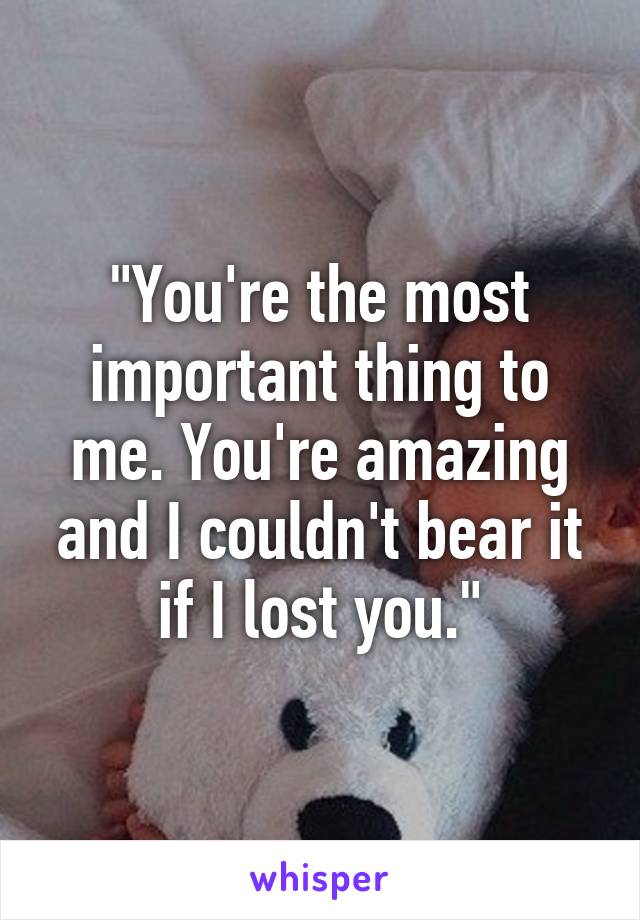 "You're the most important thing to me. You're amazing and I couldn't bear it if I lost you."