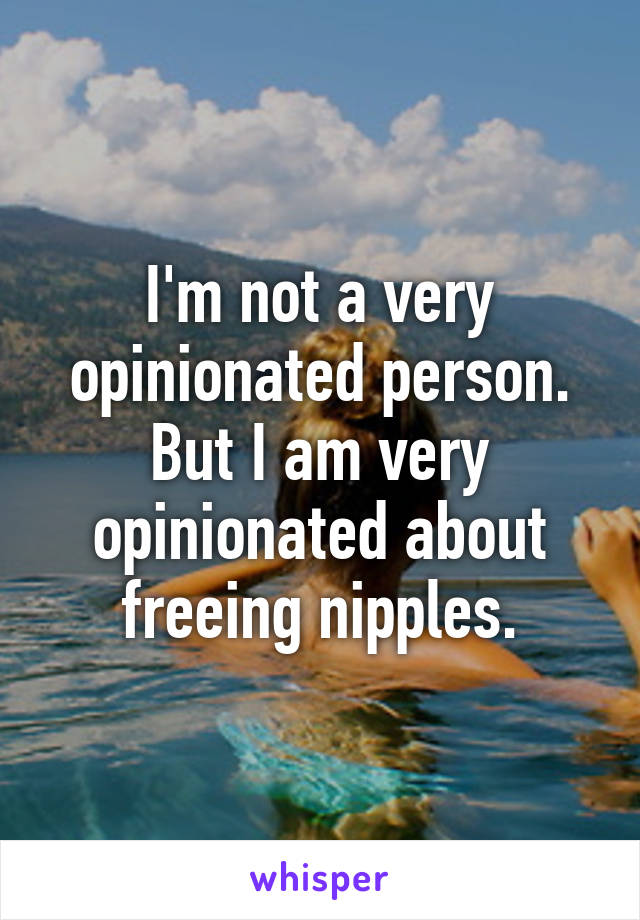 I'm not a very opinionated person. But I am very opinionated about freeing nipples.