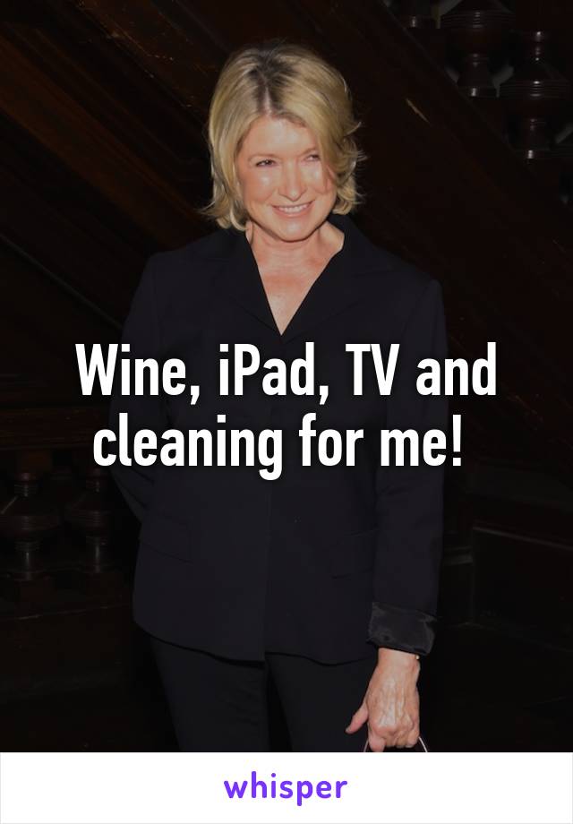 Wine, iPad, TV and cleaning for me! 