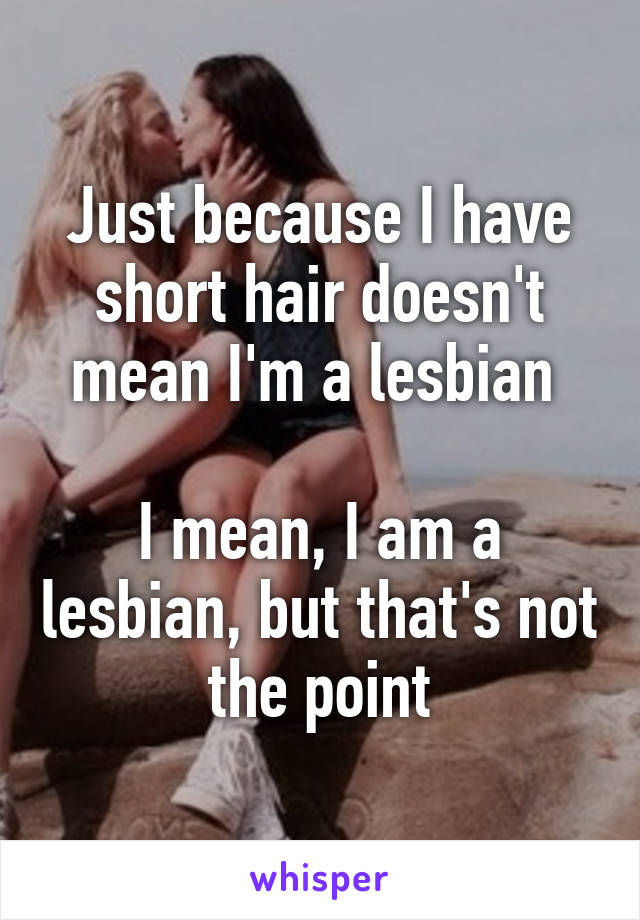 Just because I have short hair doesn't mean I'm a lesbian 

I mean, I am a lesbian, but that's not the point