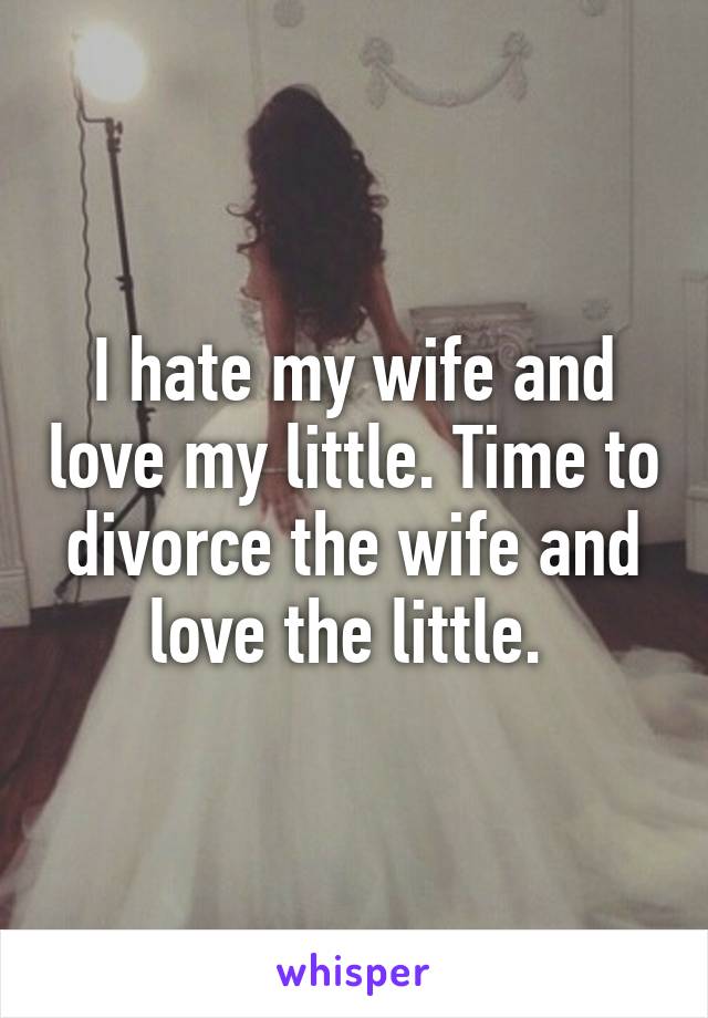 I hate my wife and love my little. Time to divorce the wife and love the little. 