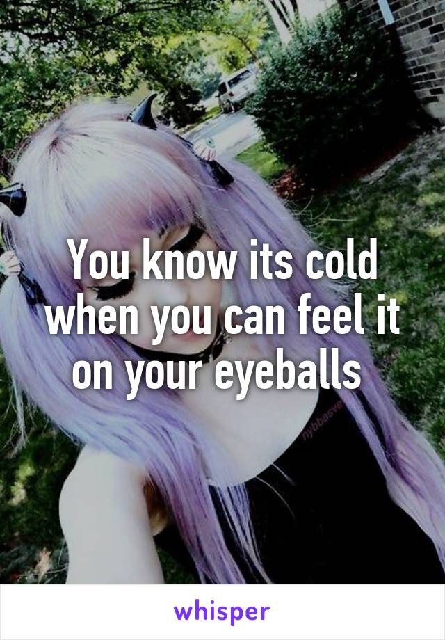 You know its cold when you can feel it on your eyeballs 