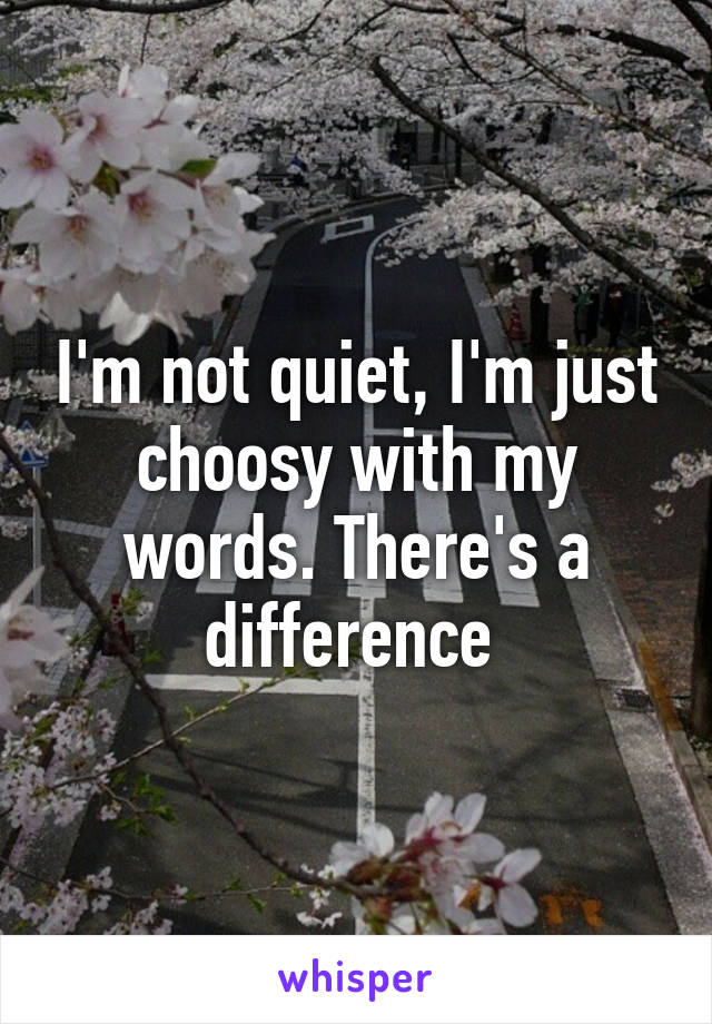 I'm not quiet, I'm just choosy with my words. There's a difference 