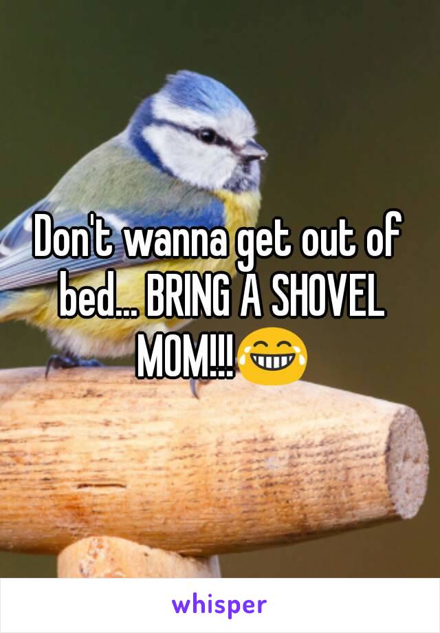 Don't wanna get out of bed... BRING A SHOVEL MOM!!!😂