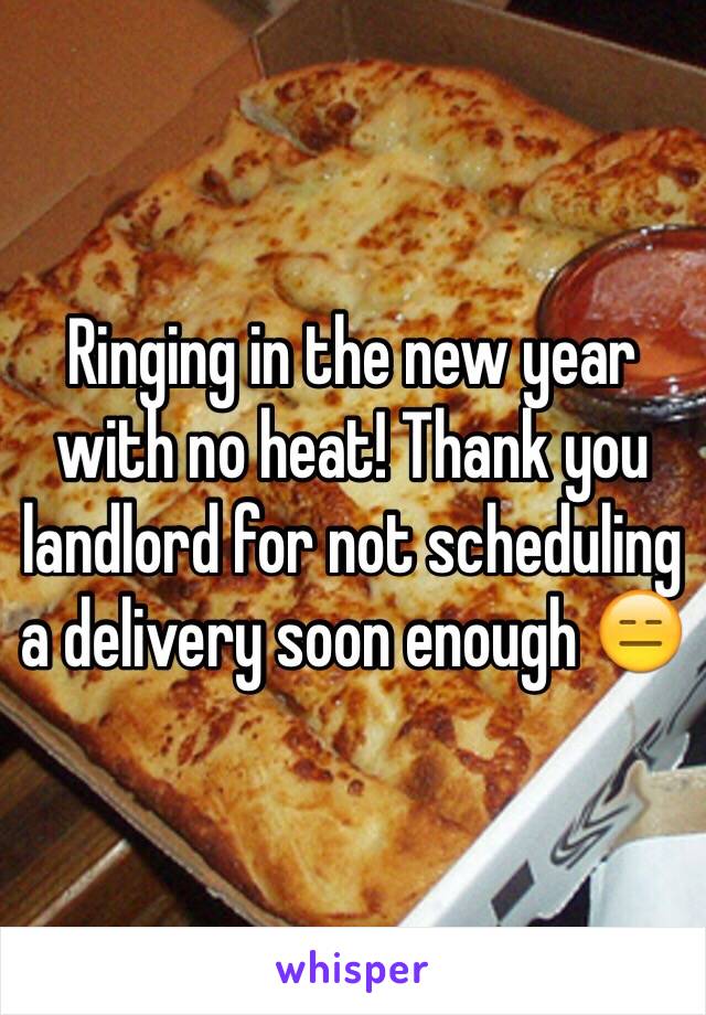 Ringing in the new year with no heat! Thank you landlord for not scheduling a delivery soon enough 😑