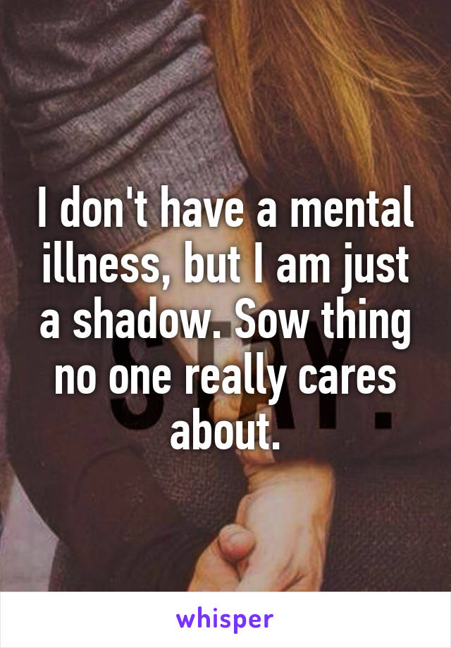 I don't have a mental illness, but I am just a shadow. Sow thing no one really cares about.