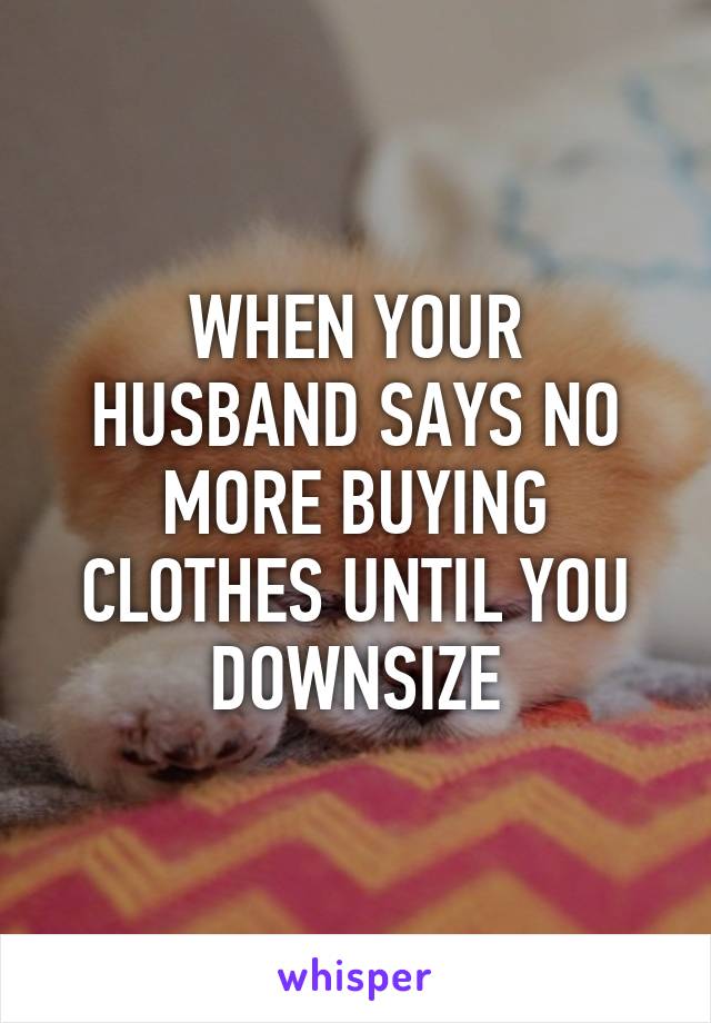 WHEN YOUR HUSBAND SAYS NO MORE BUYING CLOTHES UNTIL YOU DOWNSIZE