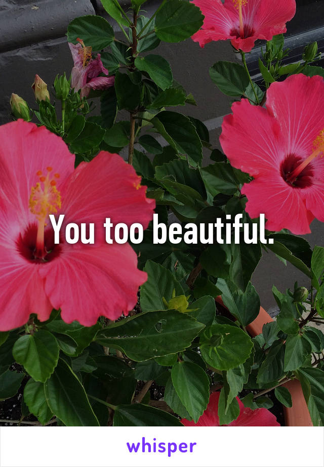 You too beautiful.