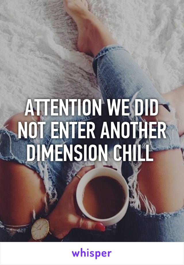 ATTENTION WE DID NOT ENTER ANOTHER DIMENSION CHILL 