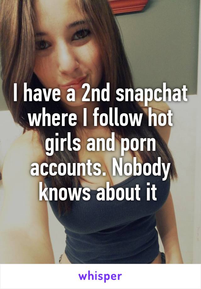 I have a 2nd snapchat where I follow hot girls and porn accounts. Nobody knows about it 
