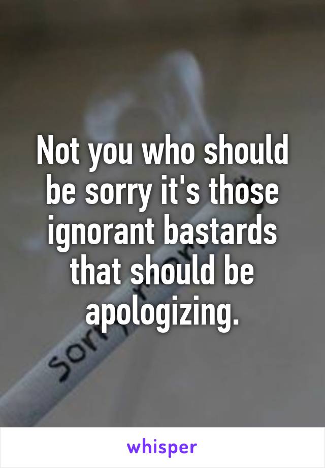 Not you who should be sorry it's those ignorant bastards that should be apologizing.