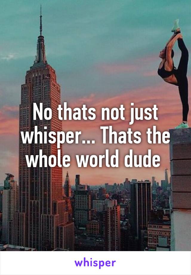 No thats not just whisper... Thats the whole world dude 