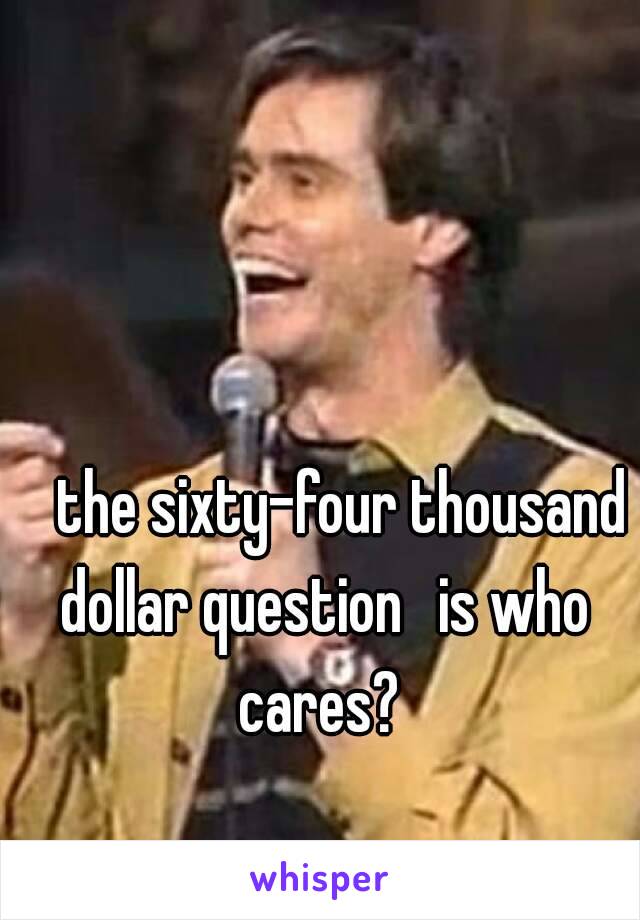   the sixty-four thousand dollar question  is who cares? 