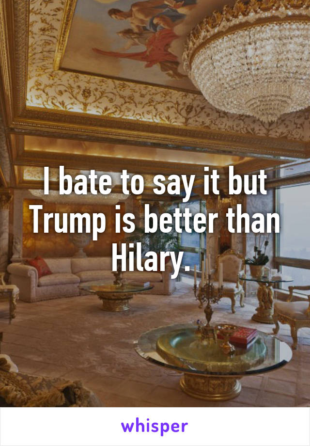 I bate to say it but Trump is better than Hilary. 