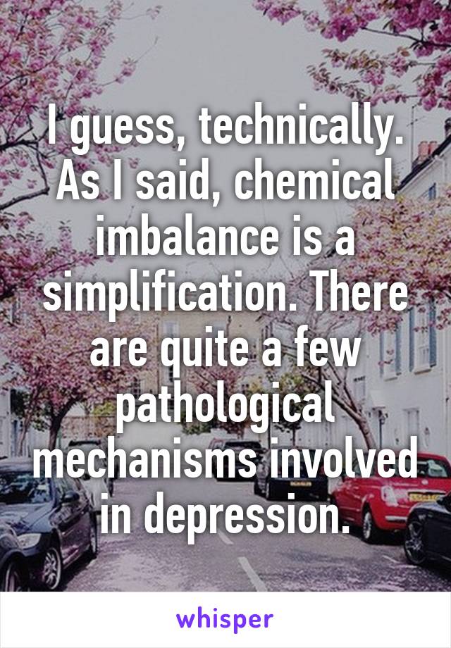 I guess, technically. As I said, chemical imbalance is a simplification. There are quite a few pathological mechanisms involved in depression.