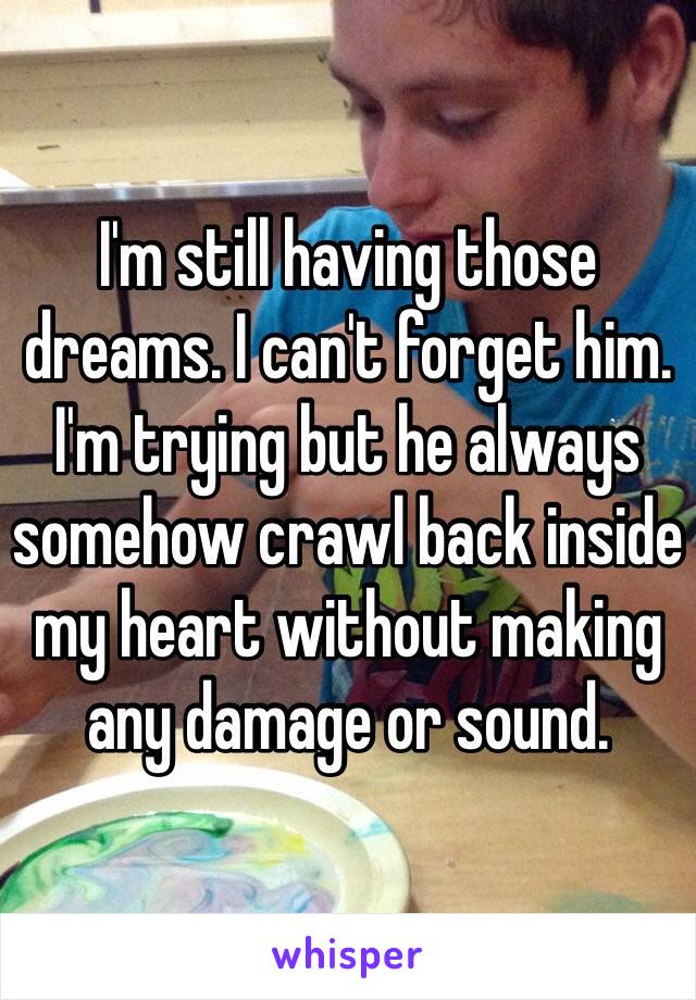I'm still having those dreams. I can't forget him. I'm trying but he always somehow crawl back inside my heart without making any damage or sound. 