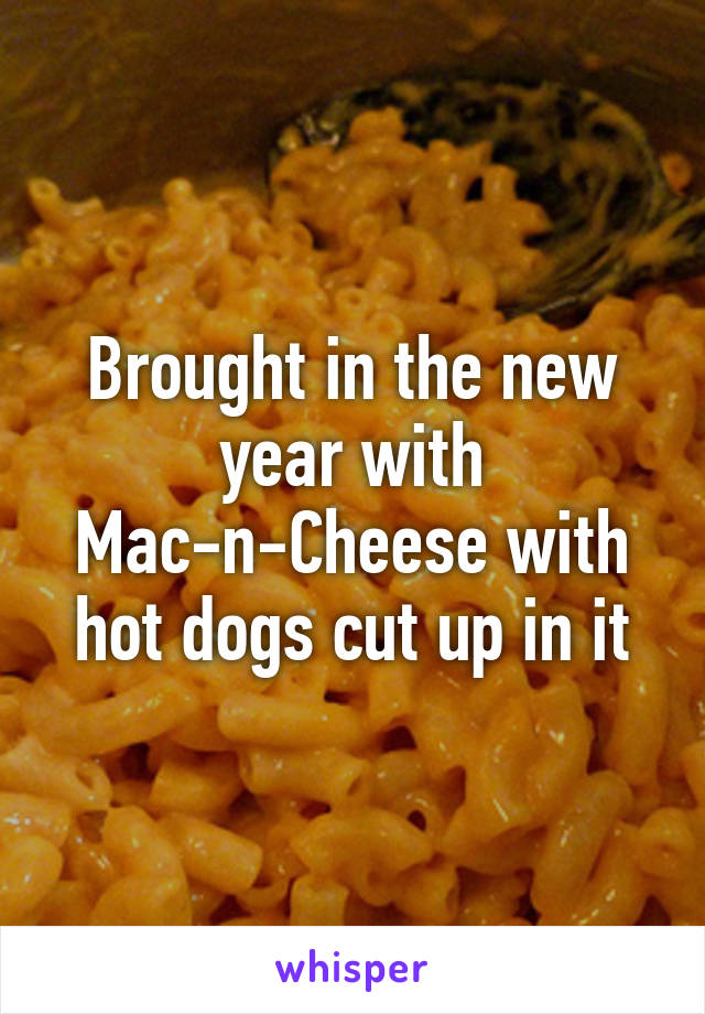 Brought in the new year with Mac-n-Cheese with hot dogs cut up in it