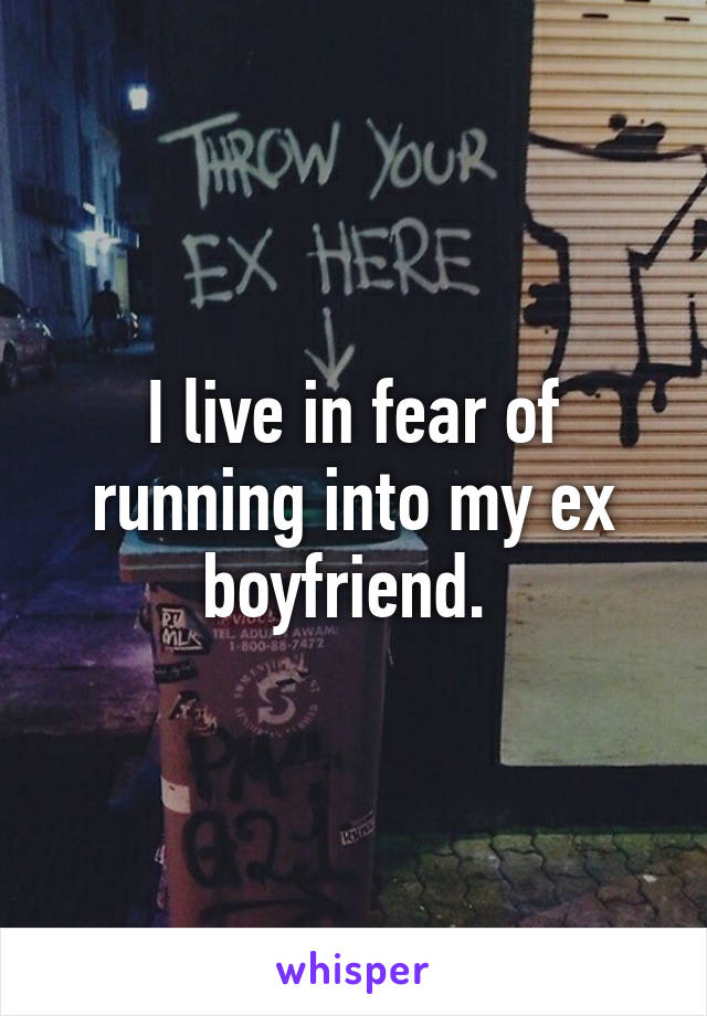 I live in fear of running into my ex boyfriend. 