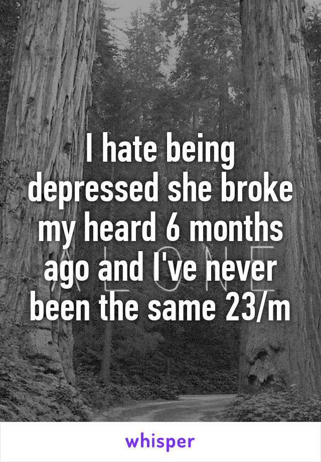 I hate being depressed she broke my heard 6 months ago and I've never been the same 23/m