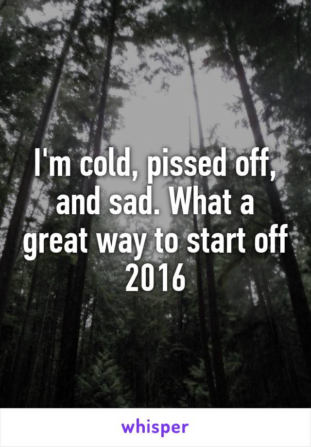 I'm cold, pissed off, and sad. What a great way to start off 2016