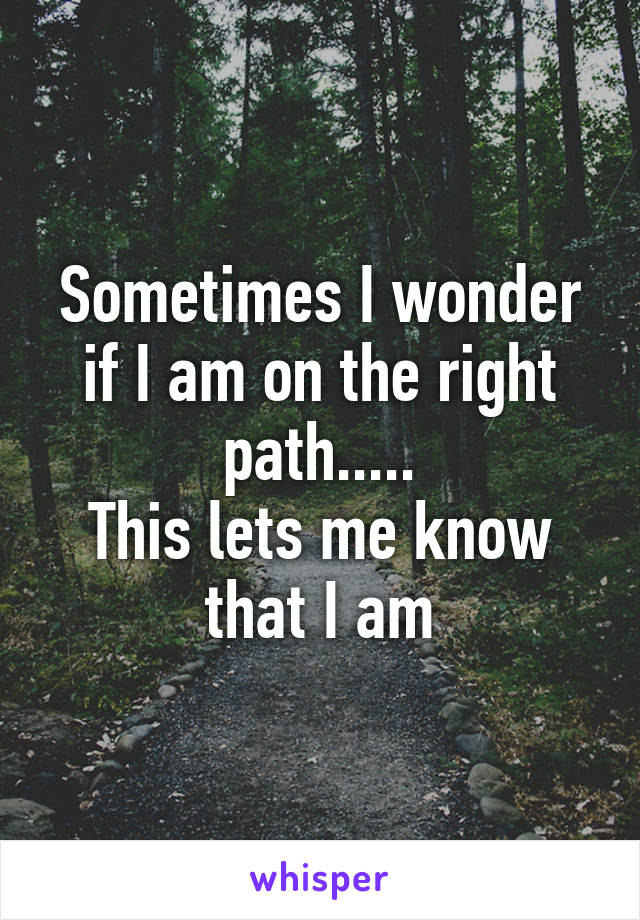 Sometimes I wonder if I am on the right path.....
This lets me know that I am