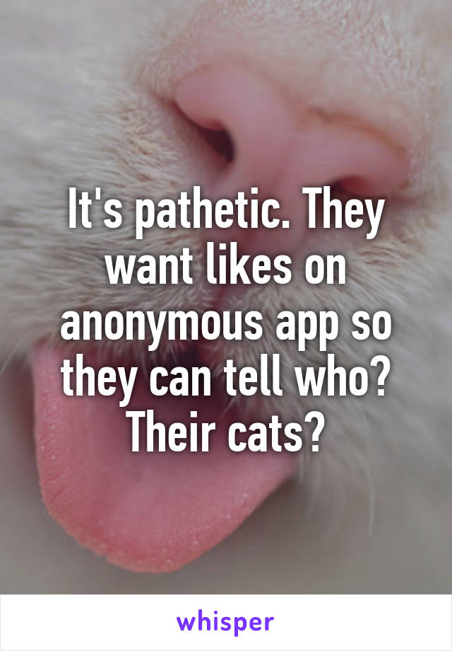 It's pathetic. They want likes on anonymous app so they can tell who?
Their cats?