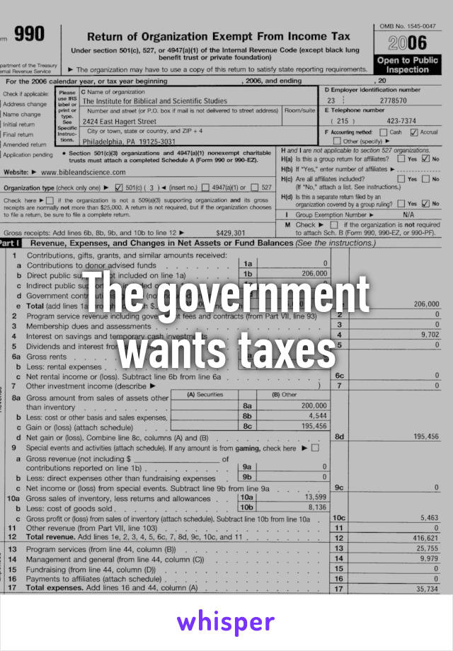 The government wants taxes