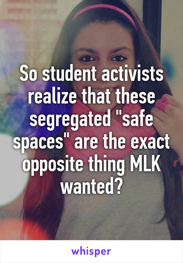 So student activists realize that these segregated "safe spaces" are the exact opposite thing MLK wanted?
