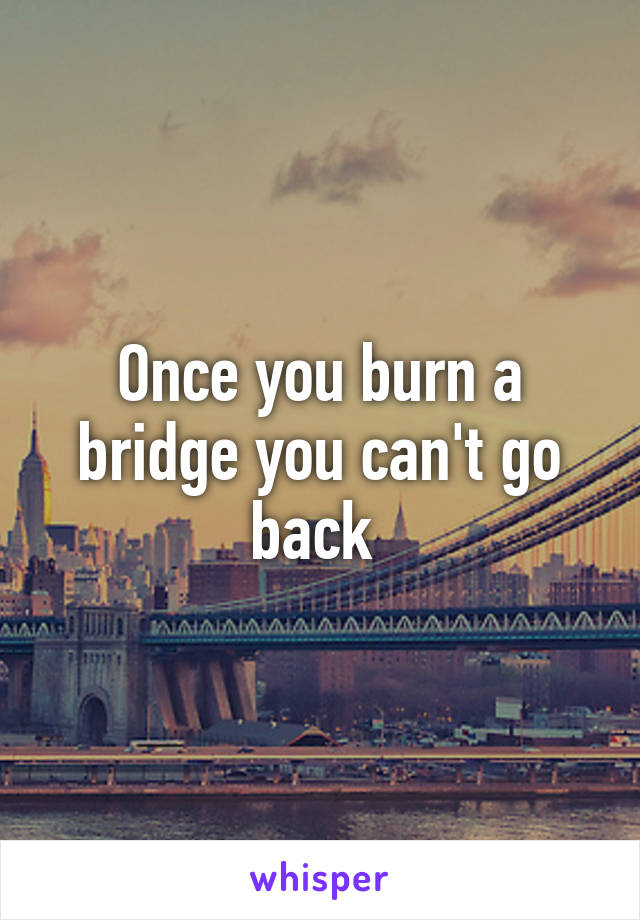 Once you burn a bridge you can't go back 