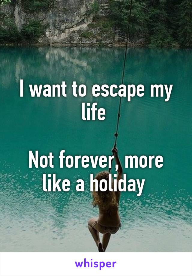 I want to escape my life 

Not forever, more like a holiday 