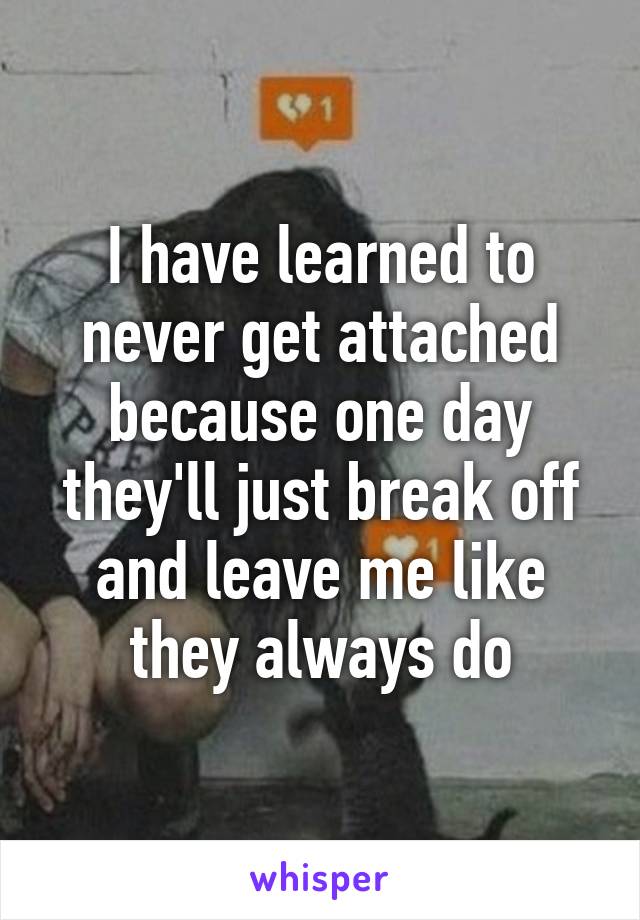 I have learned to never get attached because one day they'll just break off and leave me like they always do