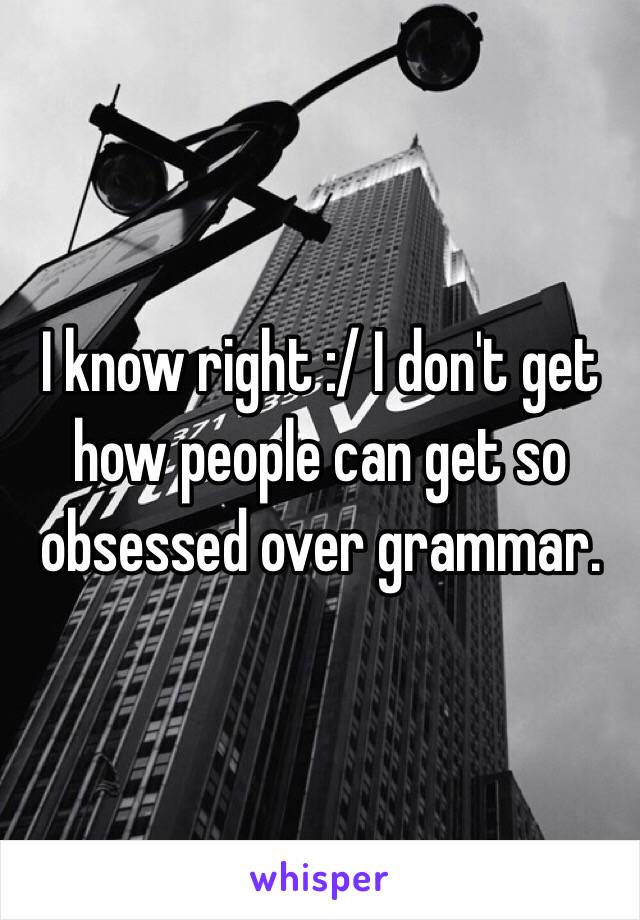 I know right :/ I don't get how people can get so obsessed over grammar.